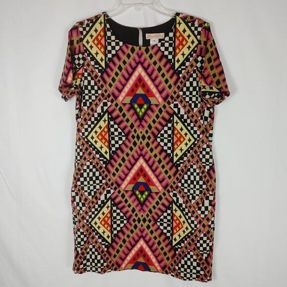 Mara Hoffman Geometric Checkered Print Pointe Shif - Picture 1 of 6
